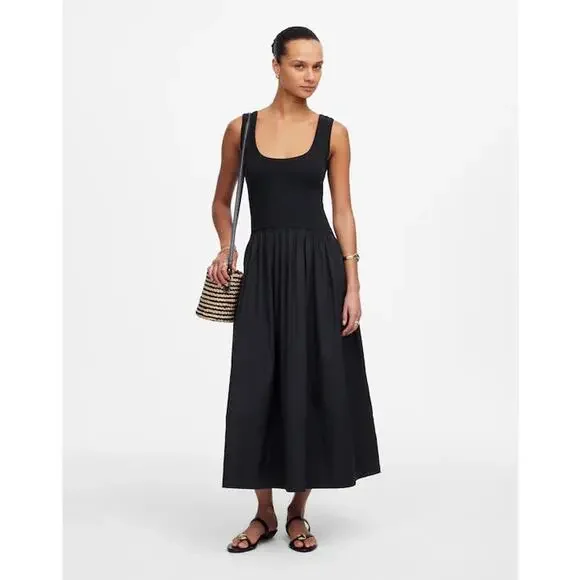 NWT Madewell Mixed Poplin Scoopneck Maxi Dress Size S - Picture 1 of 10